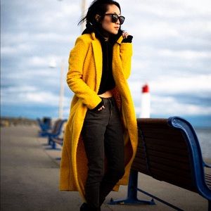 River Island yellow textured longline coat